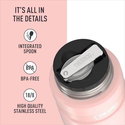 THERMOS Stainless King Food Jar with Spoon, 16oz, Matte Pink