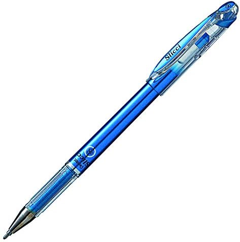Pentel Arts Slicci Metallic 0.8 mm Needle Tip Gel Pen, Metallic Blue Ink, Box of 12 (BG208-MC)