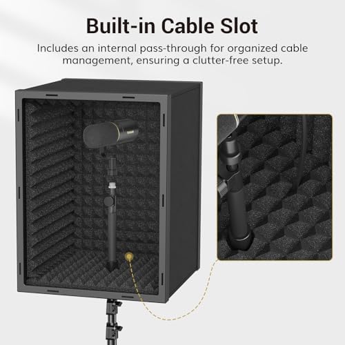 TONOR Microphone Isolation Shield, Professional Mic Shield for Studio with Tripod Stand, Adjustable Height Max 53.1 inch, Sound Proof Box for Singing, Recording Studio Equipment