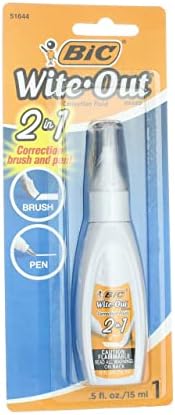BIC WITE-OUT 2 IN 1 CORRECTION FLUID, 15 ML, BOTTLE, 12 EA
