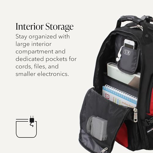 SwissGear 1900 Scansmart TSA 17-Inch Laptop Backpack, Black/Red