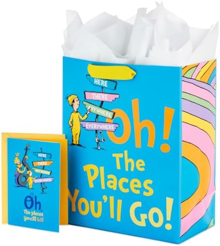 Hallmark Large Graduation Gift Bag with Card (Oh, the Places You'll Go!)