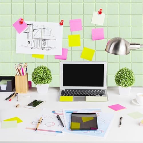 Honoson 12 Pack Felt Bulletin Board Tiles with Safe Adhesive, Sage Green