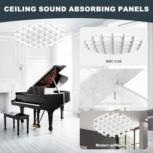 Acoustic Ceiling Panels Sound Absorbing Panels, Hexagon, White
