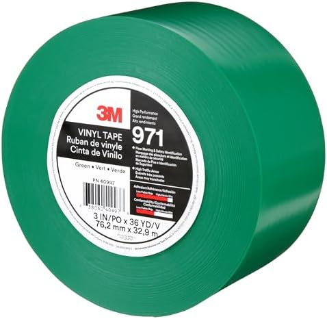 3M Durable Floor Marking Tape 971, Green, 3 in x 36 yd, 17 mil, 1 Roll