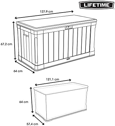 LIFETIME 60186 Heavy-Duty Outdoor Storage Deck Box, 116 Gallon, Desert Sand/Brown