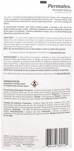 Permatex 80012 Black Cut Gasket Coating, Flexible, Oil-Resistant Silicone Sealant for Paper, Cork & Rubber Gaskets, Extends Gasket Life, Fills Scars, Tack-Free in 1 Hr, 2 Oz.
