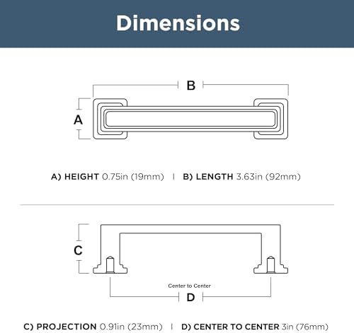 Franklin Brass 10 Pack Polished Nickel Cabinet Handles 3 inch (76mm) Kitchen Cabinet Handles and Drawer Pulls for Cupboards and Dressers | Recessed Square