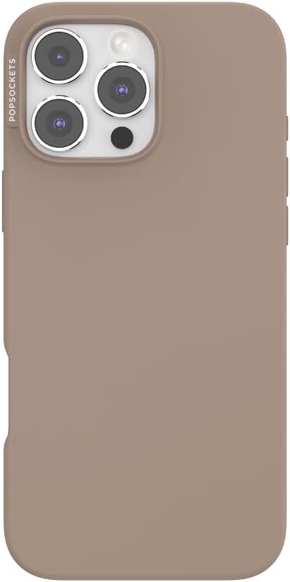 PopSockets iPhone 16 Pro Max Phone Case w/MagSafe Grip- Latte | Magnetic, Wireless Charging, Camera & Drop Protection, Brown, Plain, Cream, Beige, Summer Spring