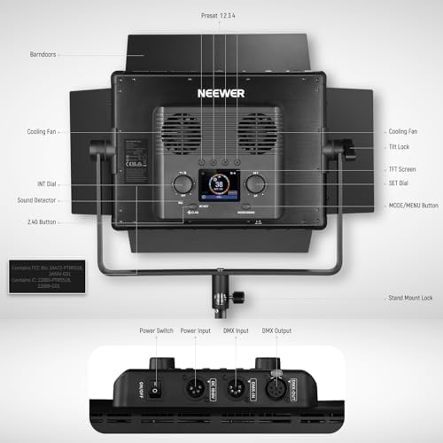 NEEWER PL60C RGB LED Panel Video Light APP/2.4G/DMX Control, 60W 23000Lux/0.5m 2500K-10000K RGBCW Pro Photography Studio Lighting /18 Scenes/V Battery Powered for Outdoor Filming Recording Streaming
