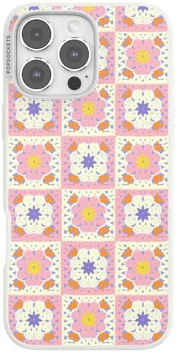 PopSockets iPhone 16 Pro Max Phone Case w/MagSafe Grip- Desert Crochet | Magnetic, Wireless Charging, Camera & Drop Protection, Western, Boho, Aesthetic, iPad, Removable, Popper
