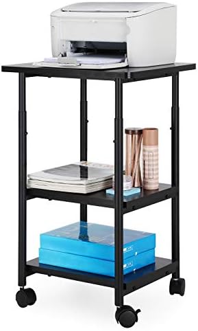 VASAGLE 3-Tier Printer Stand with Locking Wheels, Under Desk Printer Table