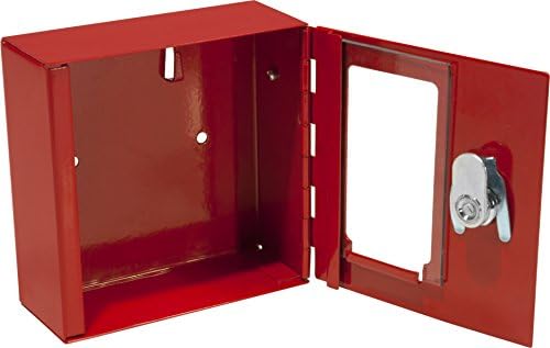 Barska Red Key Lock Breakable Glass Window Alarm Emergency Key Storage Lock Box with Attached Hammer for Home and Business
