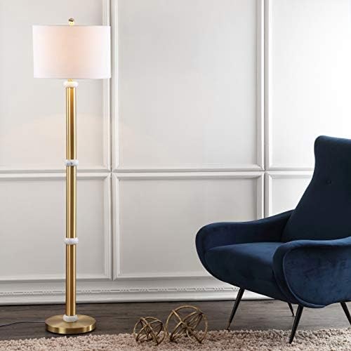 JONATHAN Y Gregory 60.5" Metal and Marble LED Floor Lamp, Brass Gold/White