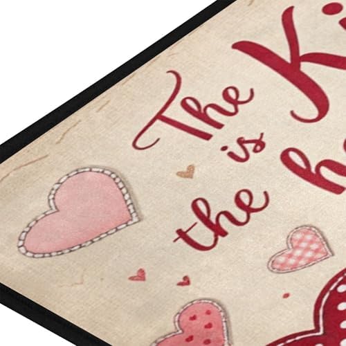 Aslsiy Gentle Color Hearts Beige (2) Kitchen Rug Kitchen Mats Valentines Floor Comfort Welcome Washable Non Slip Area Rug for Home Decor 39" X 20"