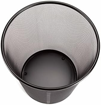 2-Pack 6-Gallon Round Steel Mesh Trash Can, Recycling Wastebasket, Black