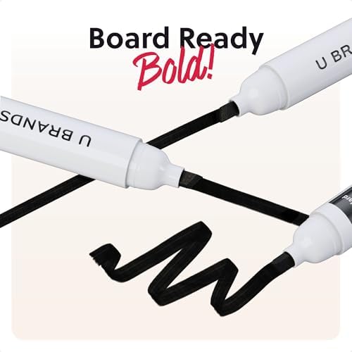 U Brands Dry Erase Markers Chisel Tip Set, 36 Pack, Black, Whiteboard Pens with Chisel Point and Built In Eraser Caps, Low Odor Ink, Dry Erase Markers For Classroom, Office, Or Home