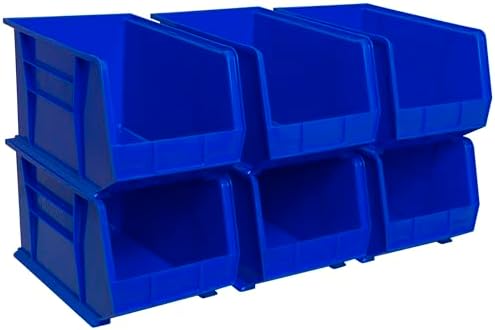 Akro-Mils 30260 AkroBins Plastic Storage Bins, 18"x11"x10", Blue, 6-Pack