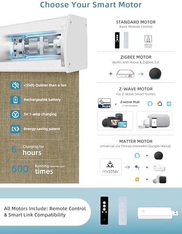 SmartWings Motorized Smart Roller Shades, 100% Blackout Vigor Wheat