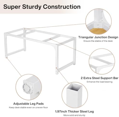 Tribesigns Modern Computer Desk, 63 x 31.5 inch Large Office Desk Computer Table Study Writing Desk Workstation for Home Office, Light Walnut/White