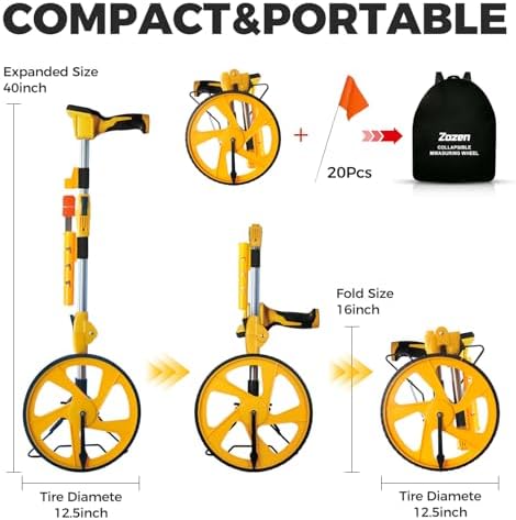 Zozen Measuring Wheel Digital Display,20 Marking Flag&Holder, Foldable
