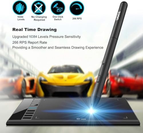 UGEE M708 Drawing Tablet, 10x6 inch Large Space for Digital Drawing