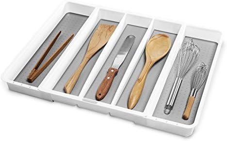 madesmart Classic Expandable Compartment Utensil Tray, White