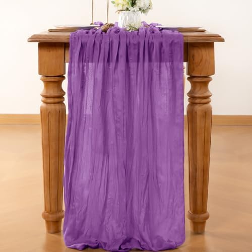 Purple Cheesecloth Table Runner Fall Boho Wedding Birthday Home Decor