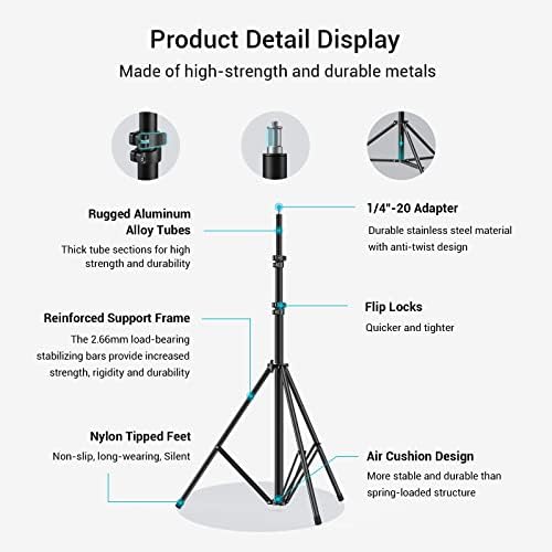 SMALLRIG Photography Light Stand 110"/9.2ft, Air-Cushioned Aluminum Tripod