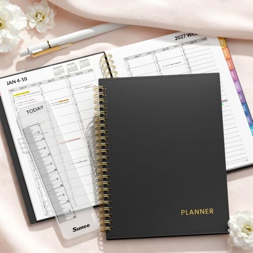 SUNEE 2027 Appointment Book, Quarter-Hourly, Weekly Monthly Planner, 6" x 8.3",Black