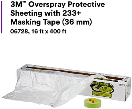 3M Overspray Protective Sheeting with 233+ Masking Tape (36 mm), 06728