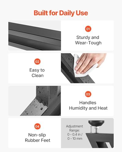 VEVOR Table Legs, 29.1" H x 24" W Steel Furniture Legs, 2204 lbs Max Load Heavy Duty, Easy Installation, Sturdy & Stable for Home Office Desk DIY, Coffee Dinner Bar Tables, Workbench,Set of 2, Black