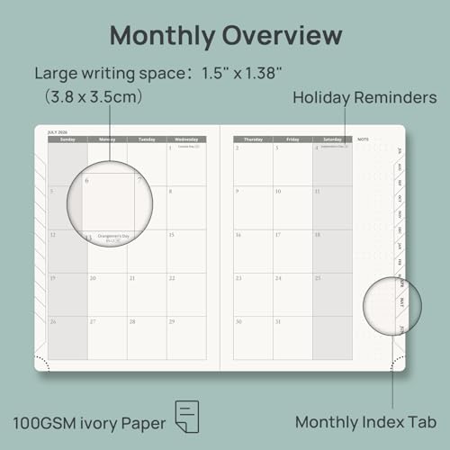 POPRUN 2026-2027 Academic Planner,6.5" x 8.75", Weekly and Monthly Calendar