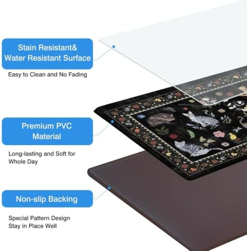Ghost Black Cat Halloween Kitchen Rugs and Mats Set of 2, (17"x47"+17"x30") Gothic Cute Spooky Season Pumpkin Trick Or Treat Non Skid Washable Runner Rugs for Home Decor Decorations and Accessories