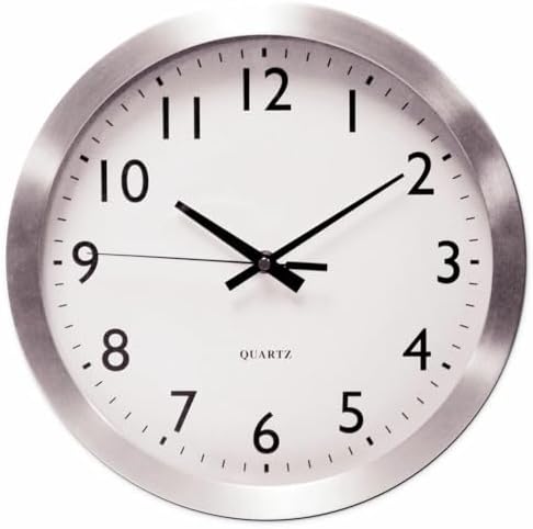Universal UNV10425 12 in. Overall Diameter Brushed Aluminum Wall Clock - Silver Case
