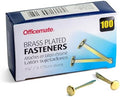 Officemate Brass Plated Fasteners, 1.25-Inch Length, 0.375-Inch Head, 100 per Box (99815)