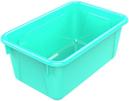 Storex Small Cubby Bins – Plastic Storage Containers for Classroom, 12.2 x 7.8 x 5.1 inches, Class Teal, 5-Pack (62420A05C)