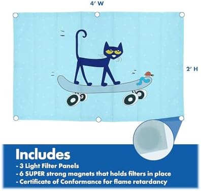 Educational Insights Fluorescent Light Covers 3-Pack: Pete the Cat Themed - Ceiling Light Fiters for Classroom, Office & Home, Overhead LED Shades, Calming Sensory Fixtures & Teacher Essentials