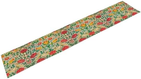 William Morris Original Design Red Rose Table Runner Vintage Floral Table Runner for Dining Table Decor 13 x 36 Inch