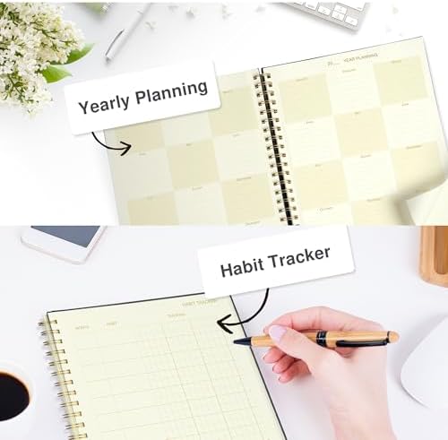 AuroPlanner Undated Daily Planner Notebook 8.5x11 Hourly Schedule Red