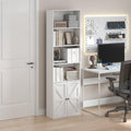 Furinno Jensen 6-Tier Farmhouse Style Book Shelf with Doors, Plain White