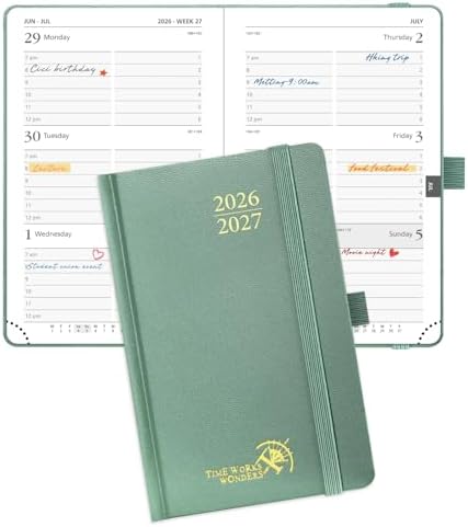 POPRUN 2026-2027 Academic Small Weekly Planner, 4" x 6.25" Purse Calendar