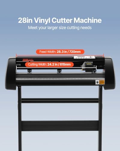 VEVOR 28-inch Cutting Machine for Vinyl, Features LCD Screen, Dual Adjustable Spring Rollers for Sign Crafting, Includes Signmaster for Creative Design & Cutting