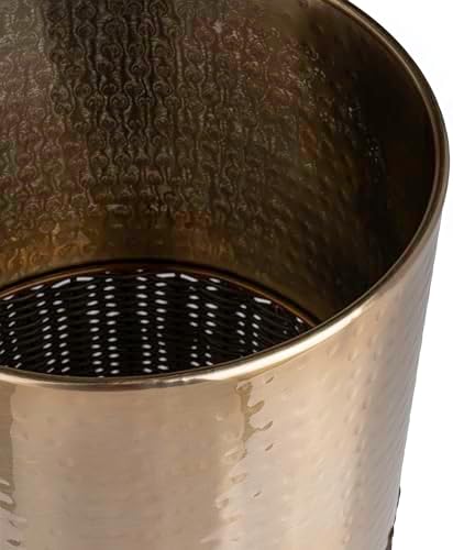 happimess Asher 4.13 Gal Faux Wicker Cylinder Waste Basket, Bronze/Coffee