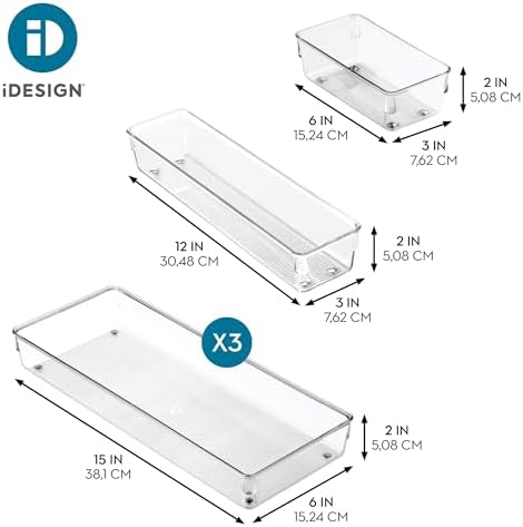 iDesign 5-Piece Kitchen Drawer Organizer Set, Clear