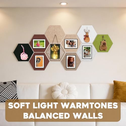 10PCS 11.8" Large Hexagon Felt Cork Board Tiles, Geometric Modular Bulletin Boards with 50 Pushpins, 35 Adhesive Tabs for Office School Home Wall Decor Stickers Memos Photos Display (Hexagon)