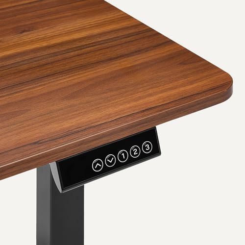 Amazon Basics Electric Standing Desk, Height Adjustable Home Office Desk with Memory Buttons and Electronic Display, 47" x 24", Black/Walnut Effect