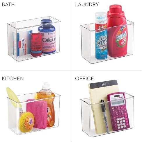 iDesign Adhesive Organizer Bin, Set of 4, Clear