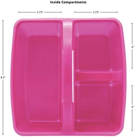 Teacher Created Resources Pink Portable Plastic Storage Caddy 6-Pack for Classrooms, Kids Room, and Office Organization, 3 Compartment