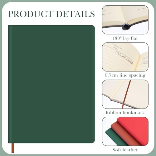 Tenceur 5 Pcs A4 College Ruled Notebook 8.5'' x 11'' Lined Journal 200 Pages Lined Artificial Leather Sketchbook for Writing Office School Business Home Gifts Supplies (Dark Color)